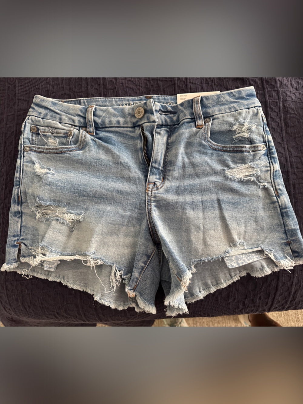 American Eagle Outfitters Light Blue Distressed Denim Shorts